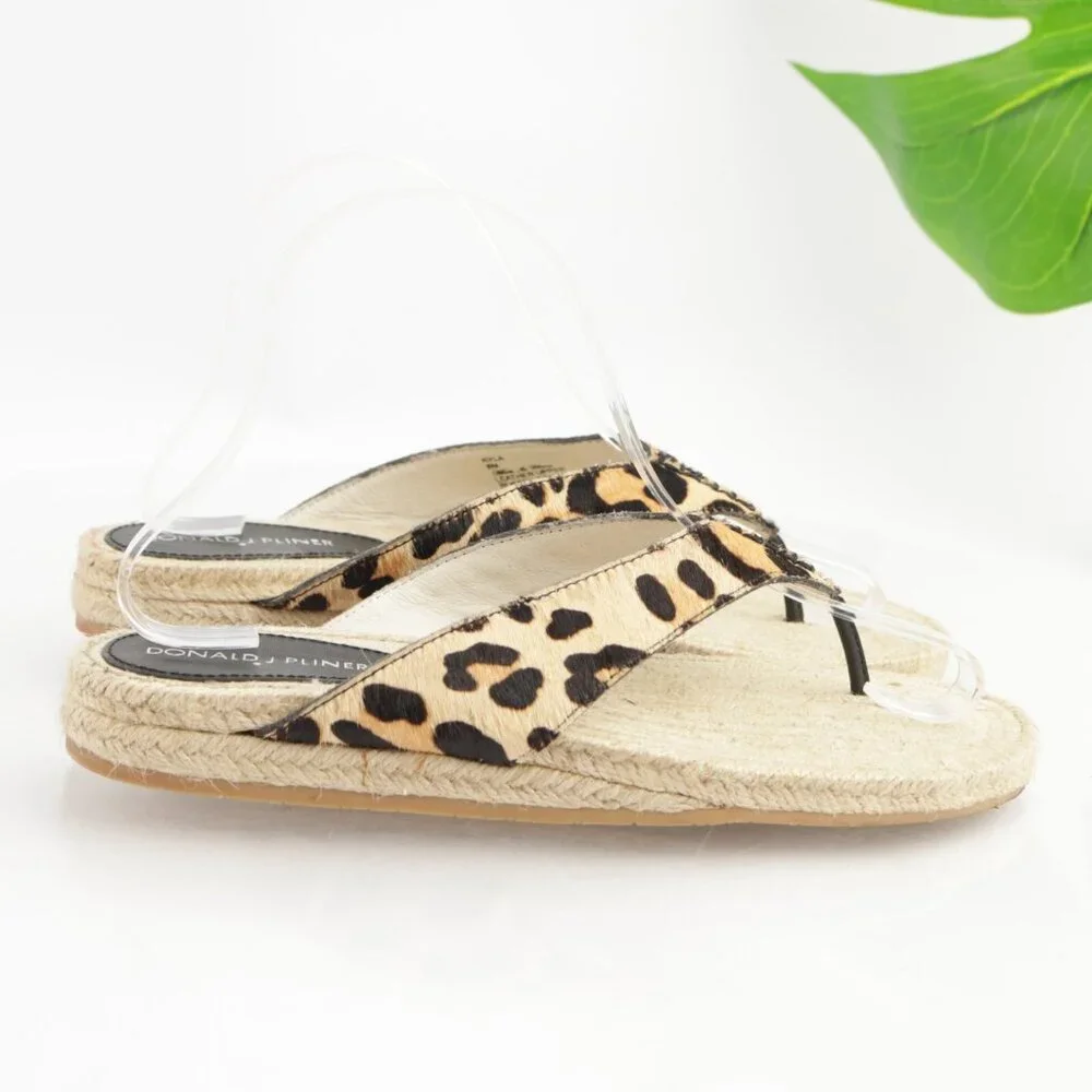 Donald Pliner Womens Kyla Sandal Size 8 Brown Leopard Pony Hair Thong Slide Shoe - Picture 8 of 12